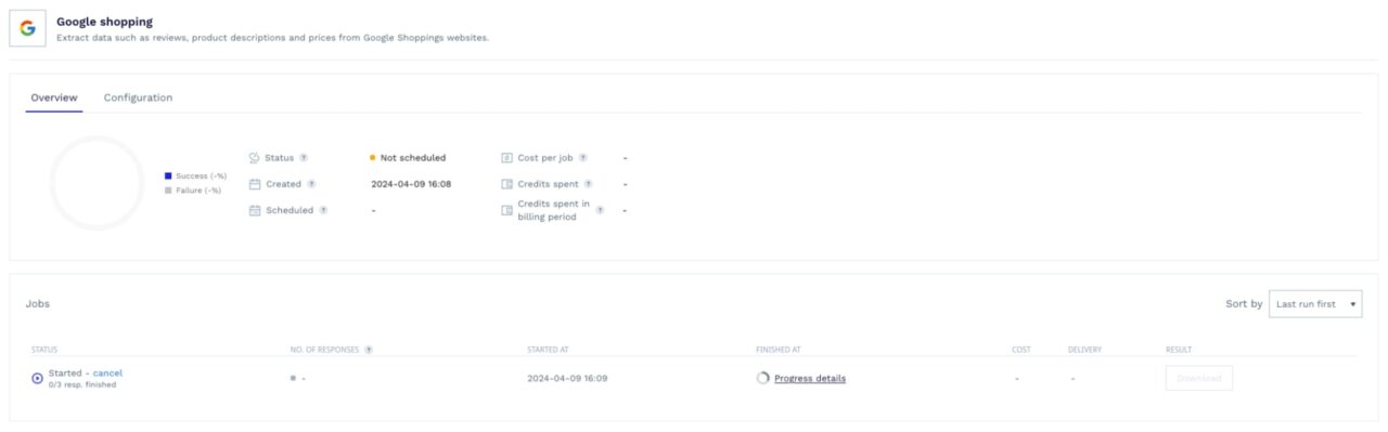 Seeing datapipeline project dashboard